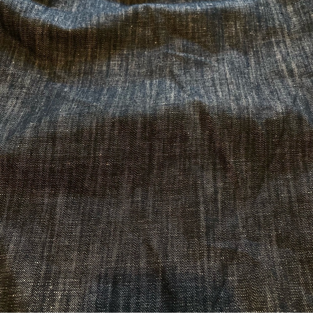 Marks & Spencer Black Denim Midi Skirt | Gathered Waist | Cotton & Linen Blend - Picture 9 of 10